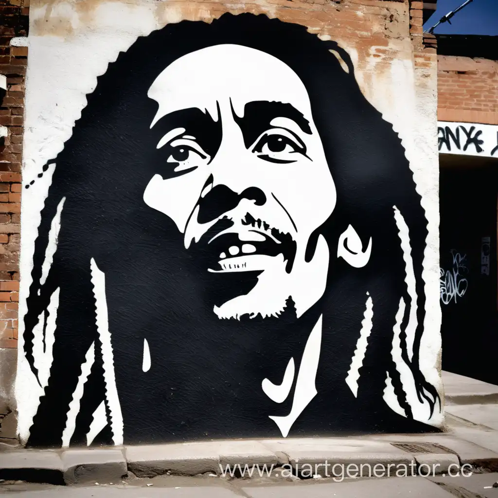 Bob Marley street art stencil
