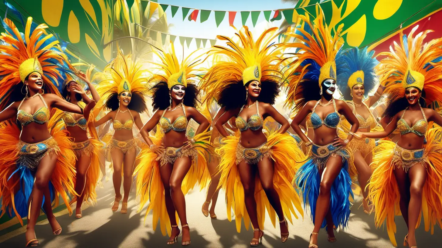 Vibrant Brazilian Carnival with Samba Dancers and Colorful Costumes
