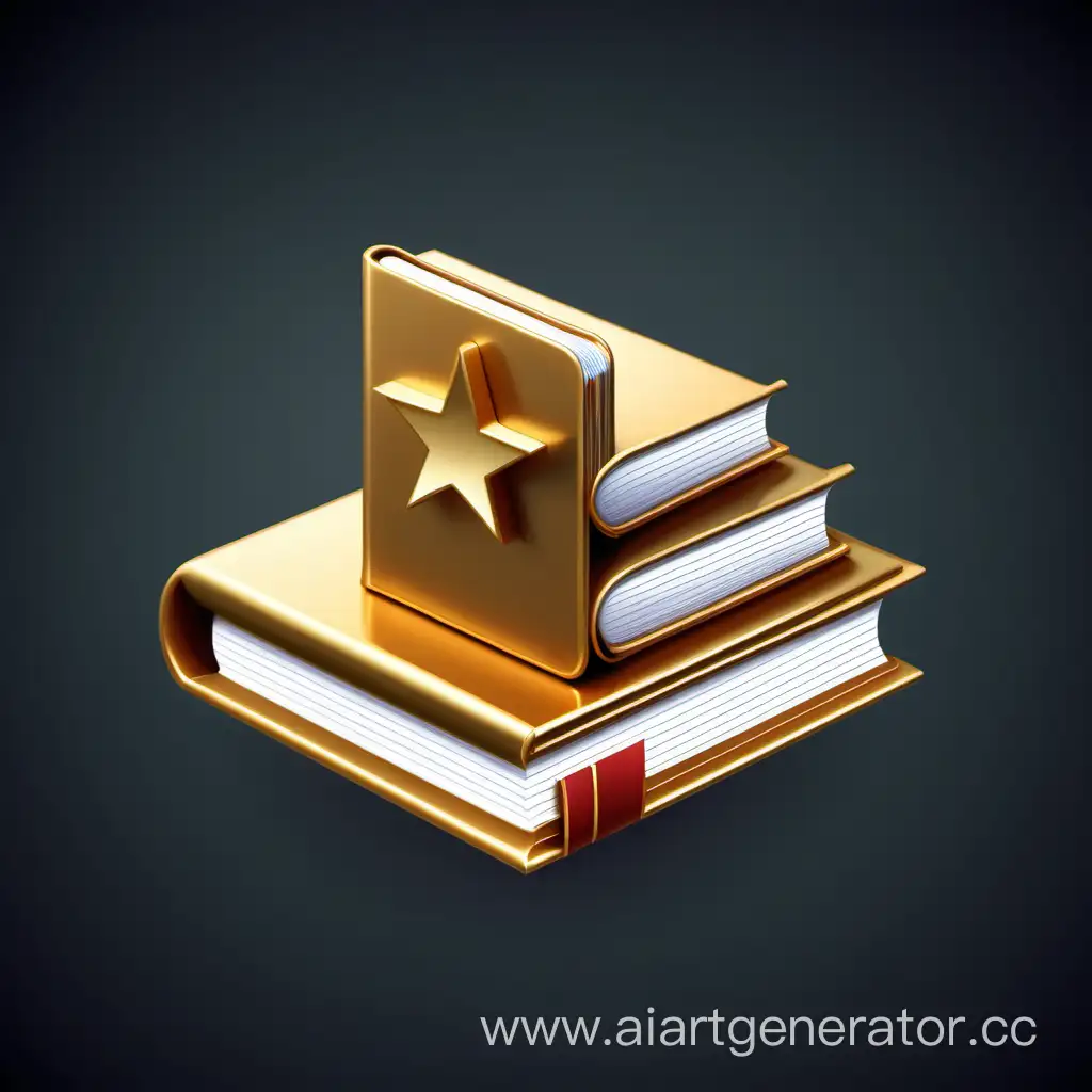 Shiny-Golden-Textbook-Icon-in-3D-Render