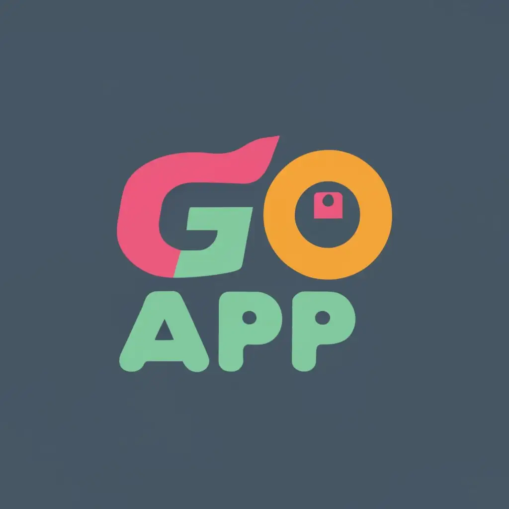 logo, Application , with the text "GoApp", typography, be used in Internet industry. Make it in black background with purple and orange colour.