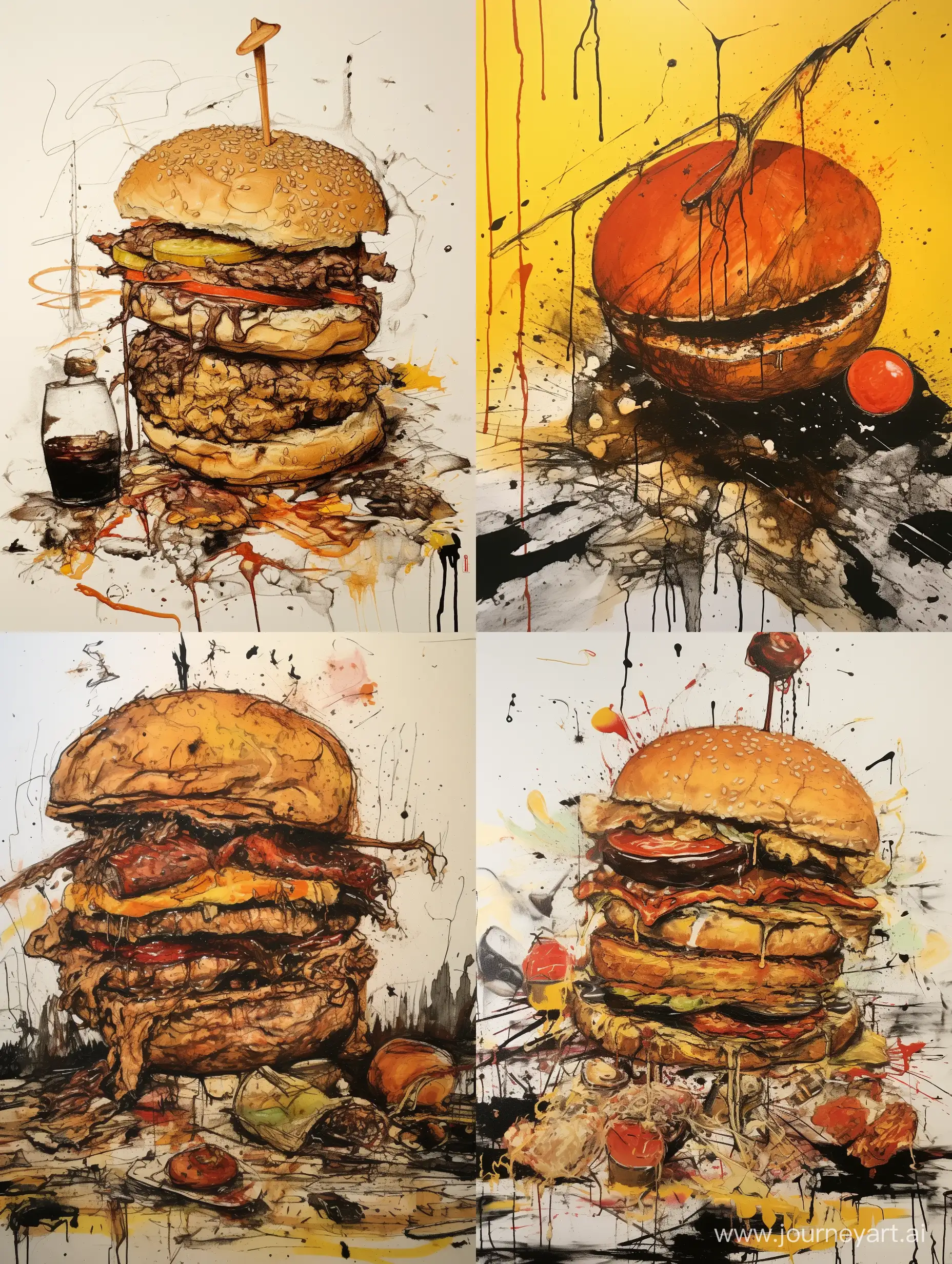 Eclectic-Chaos-Ralph-SteadmanInspired-HalfEaten-Burger-Sketch