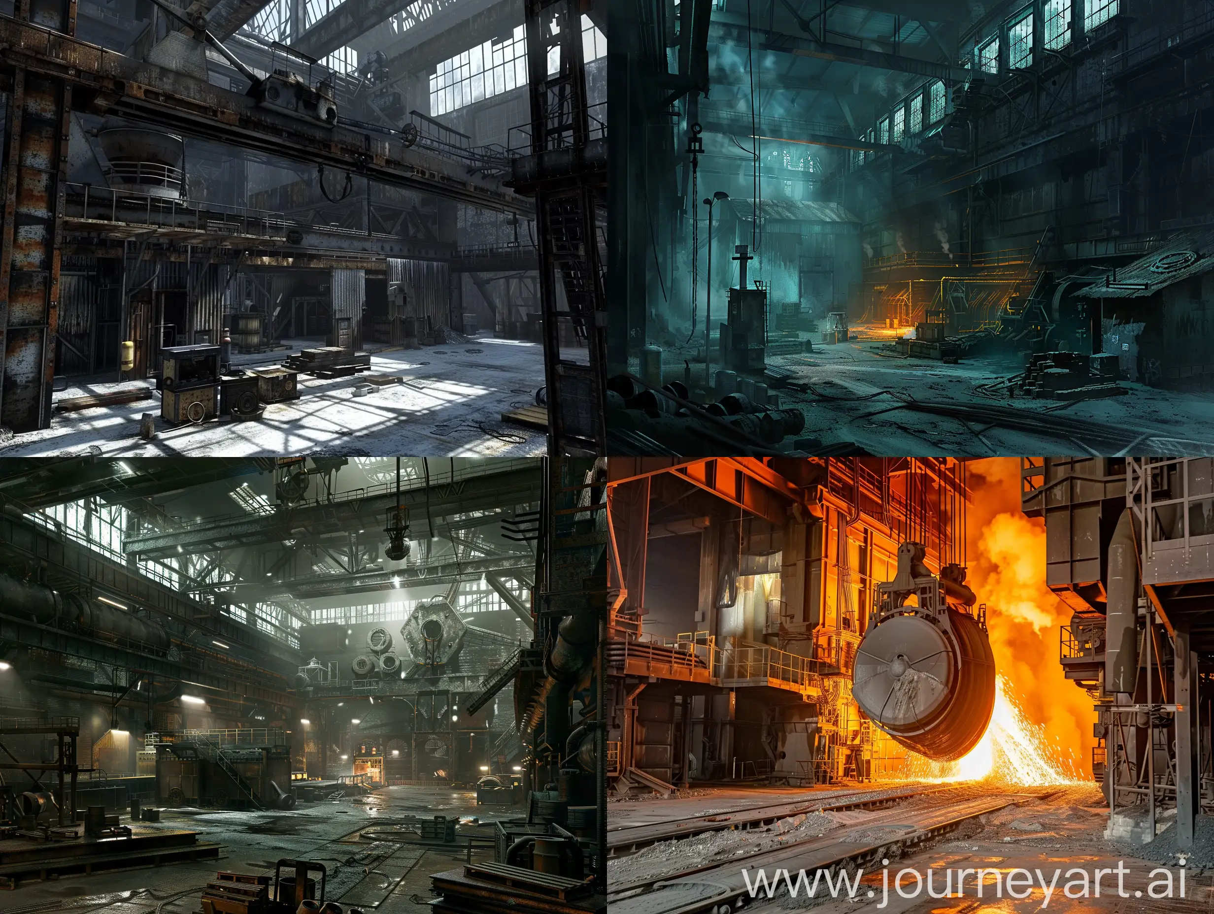 Industrial-Interior-of-a-Steel-Factory-with-Workers-and-Machinery