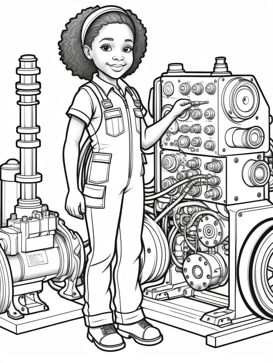 African American Girl Engineer Coloring Page for 10YearOlds