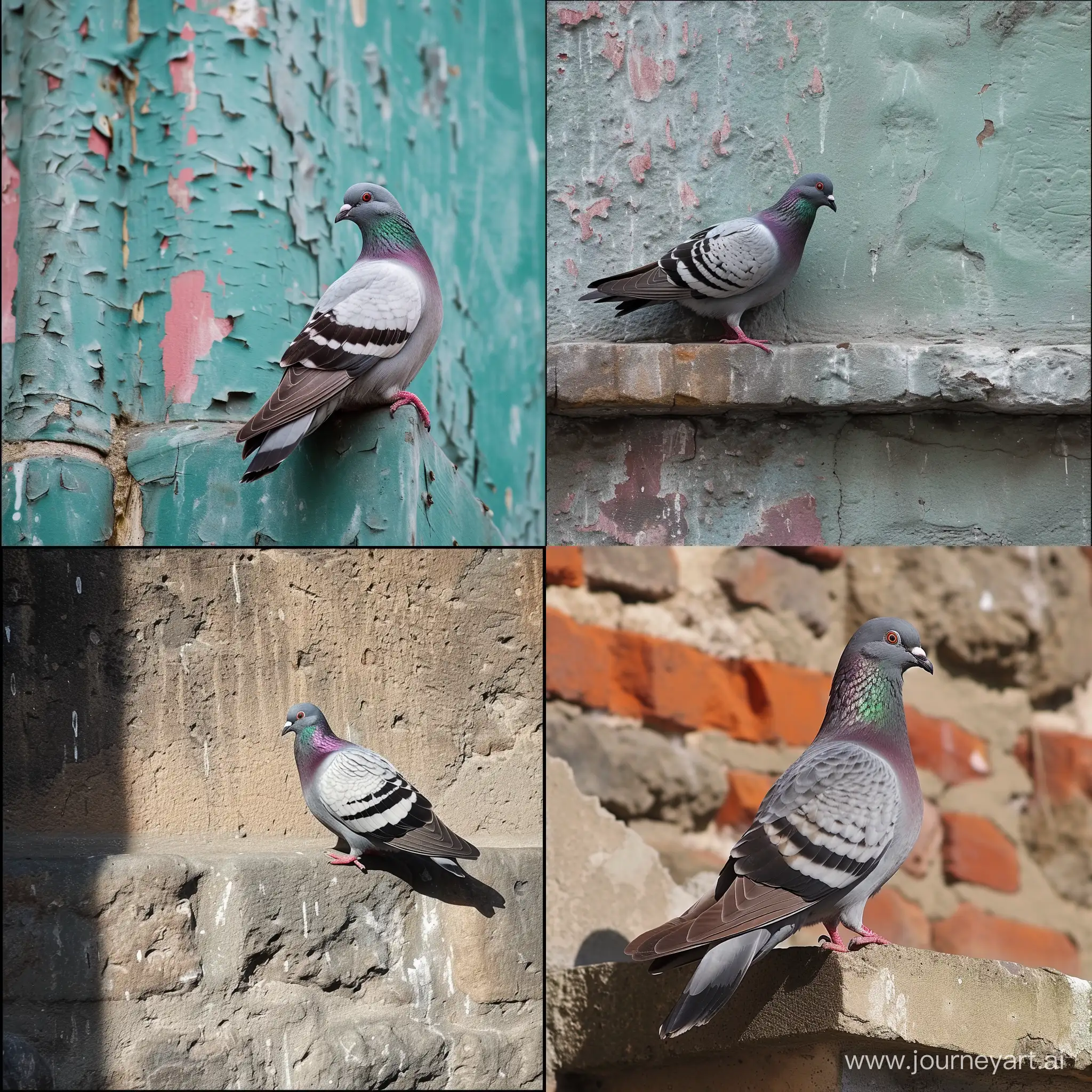 Urban-Harmony-Majestic-Pigeon-Perched-on-Brick-Wall