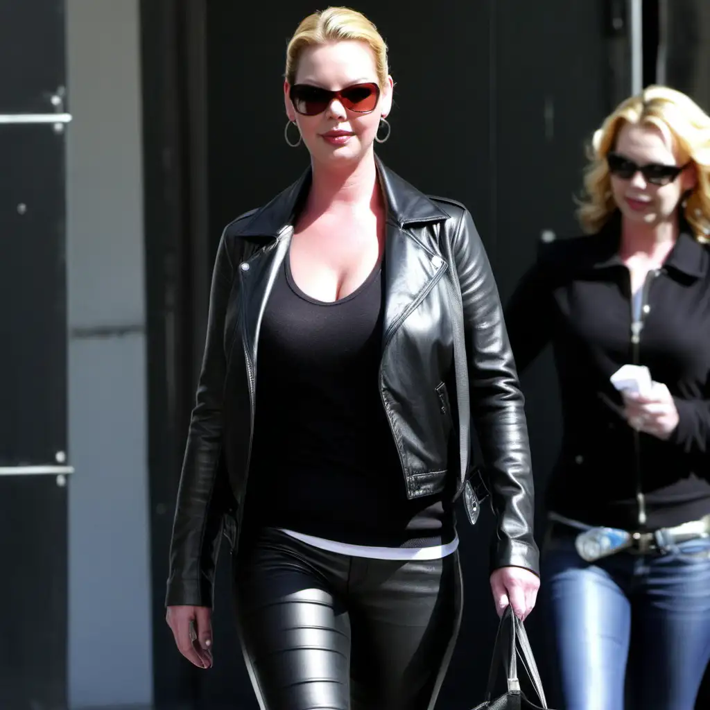 Katherine heigl in leather pants and leather jacket