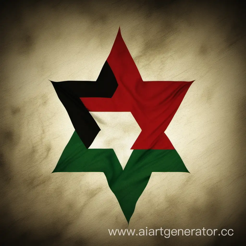 Флаг Палестины с контуром зведы ДАвида