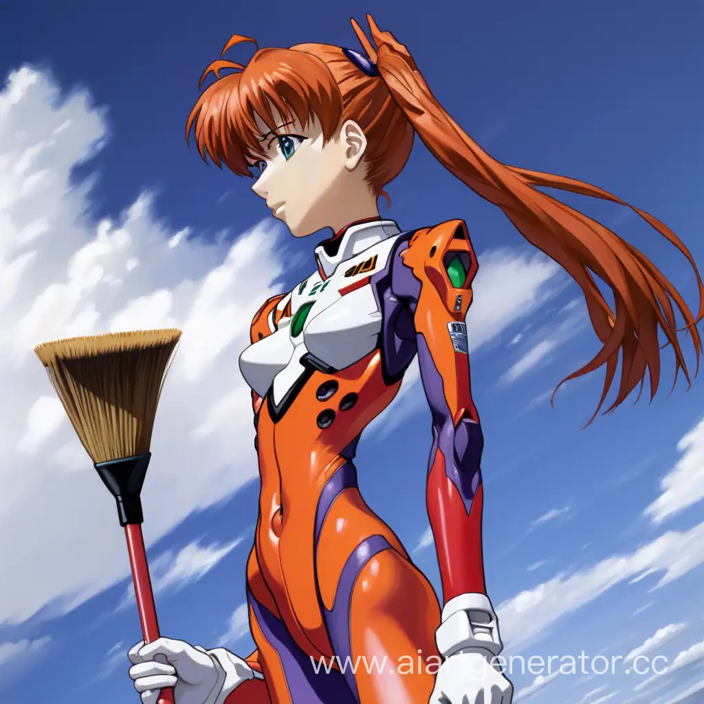 Evangelion-Asuka-with-Broom-Dynamic-Anime-Character-Pose