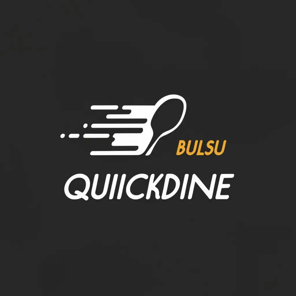a logo design,with the text "BulSU QuickDine", main symbol:speedy spoon and fork,Moderate,clear background