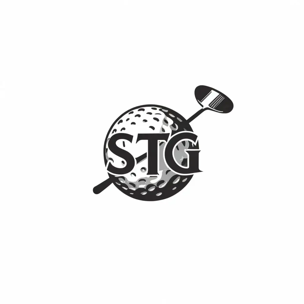 a logo design,with the text "STG", main symbol:Golf ball on tee with logo name in middle,Moderate,clear background