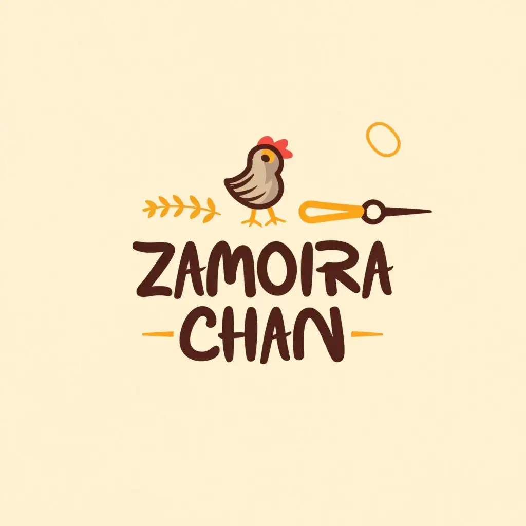 a logo design,with the text "Zamora-Chan", main symbol:stitch and chicken,complex,be used in Home Family industry,clear background