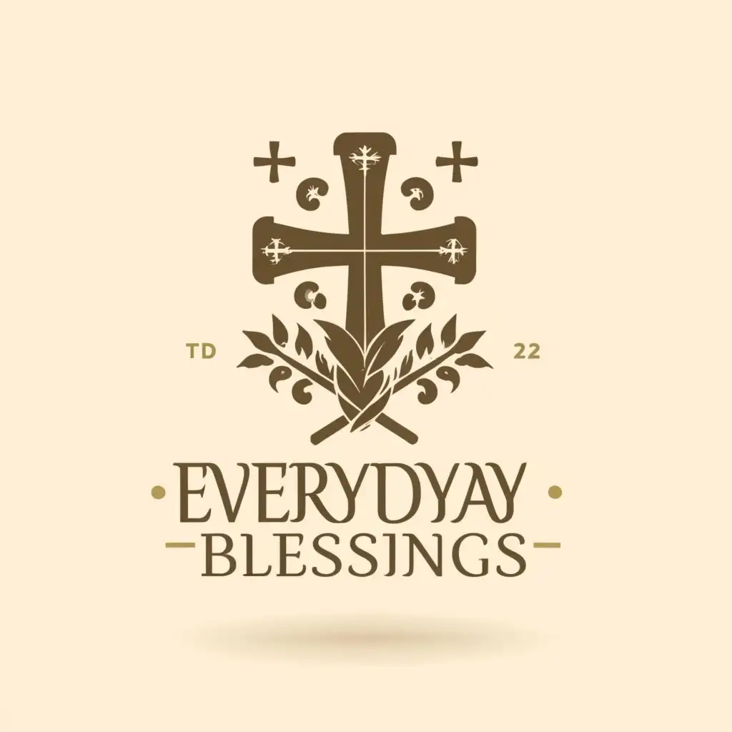 logo, cross with one cross slightly behind on the left and the right antique bronze, with the text "Everyday Blessings", typography, be used in Religious industry