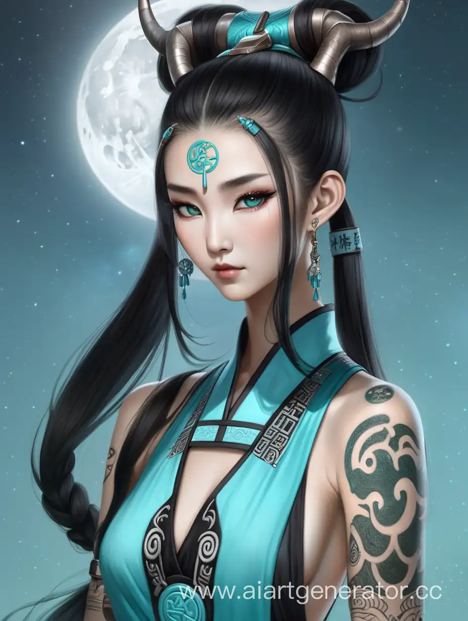 Asian-Moon-Goddess-with-Elegant-Runes-and-Horns