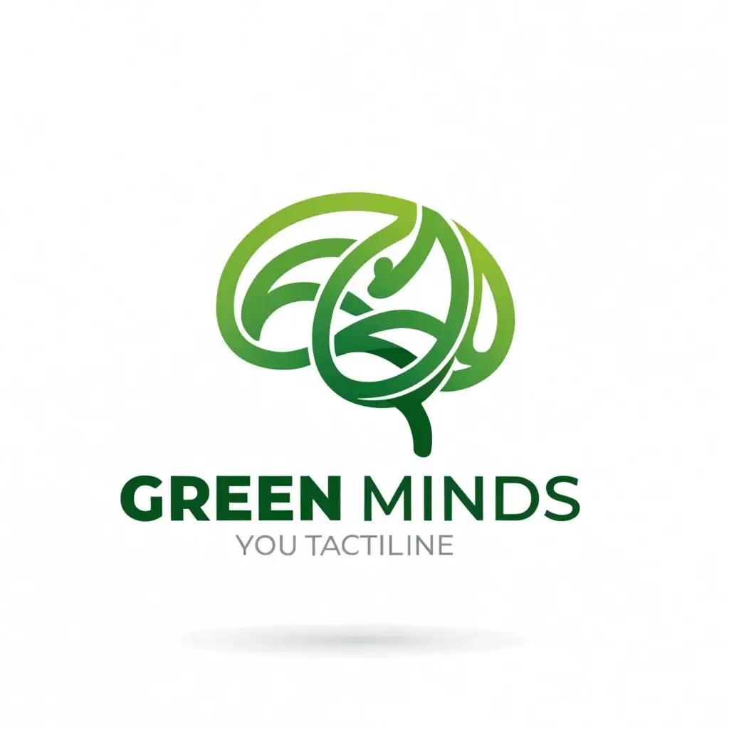 a logo design,with the text "green minds", main symbol:brain,Moderate,clear background