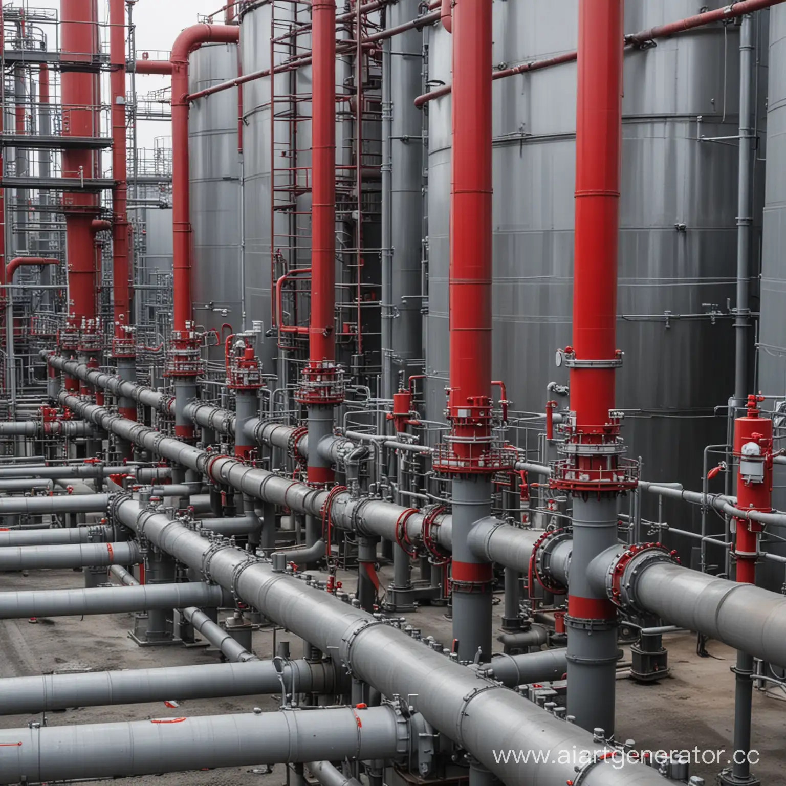 Industrial-Oil-Refinery-with-Red-and-Gray-Ball-Valves