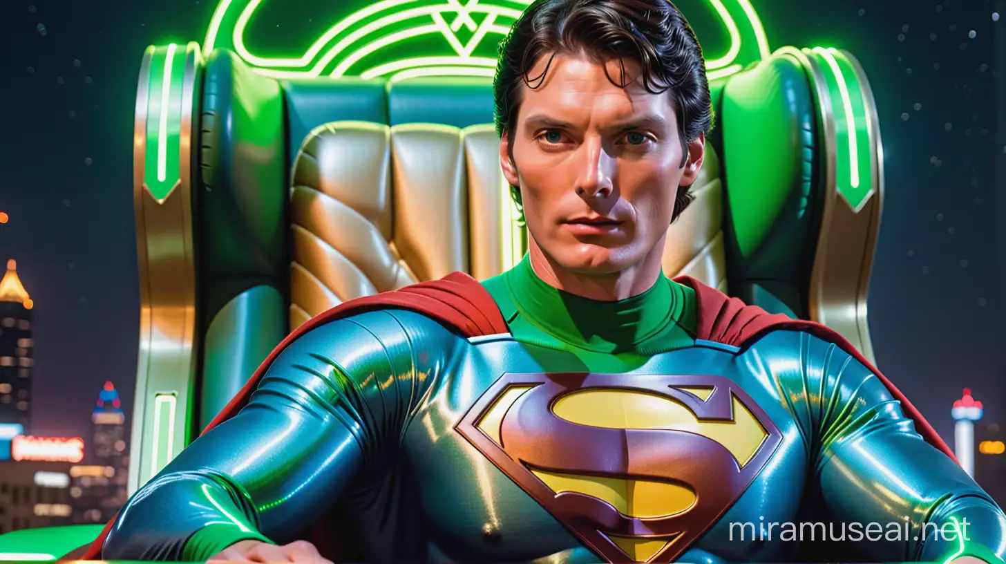 Christopher Reeve as Superman on Futuristic BioMechanical Throne | MUSE AI