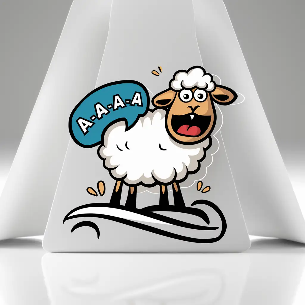 Logo, cartoon, 1sheep say A-a-a-a,white background, 