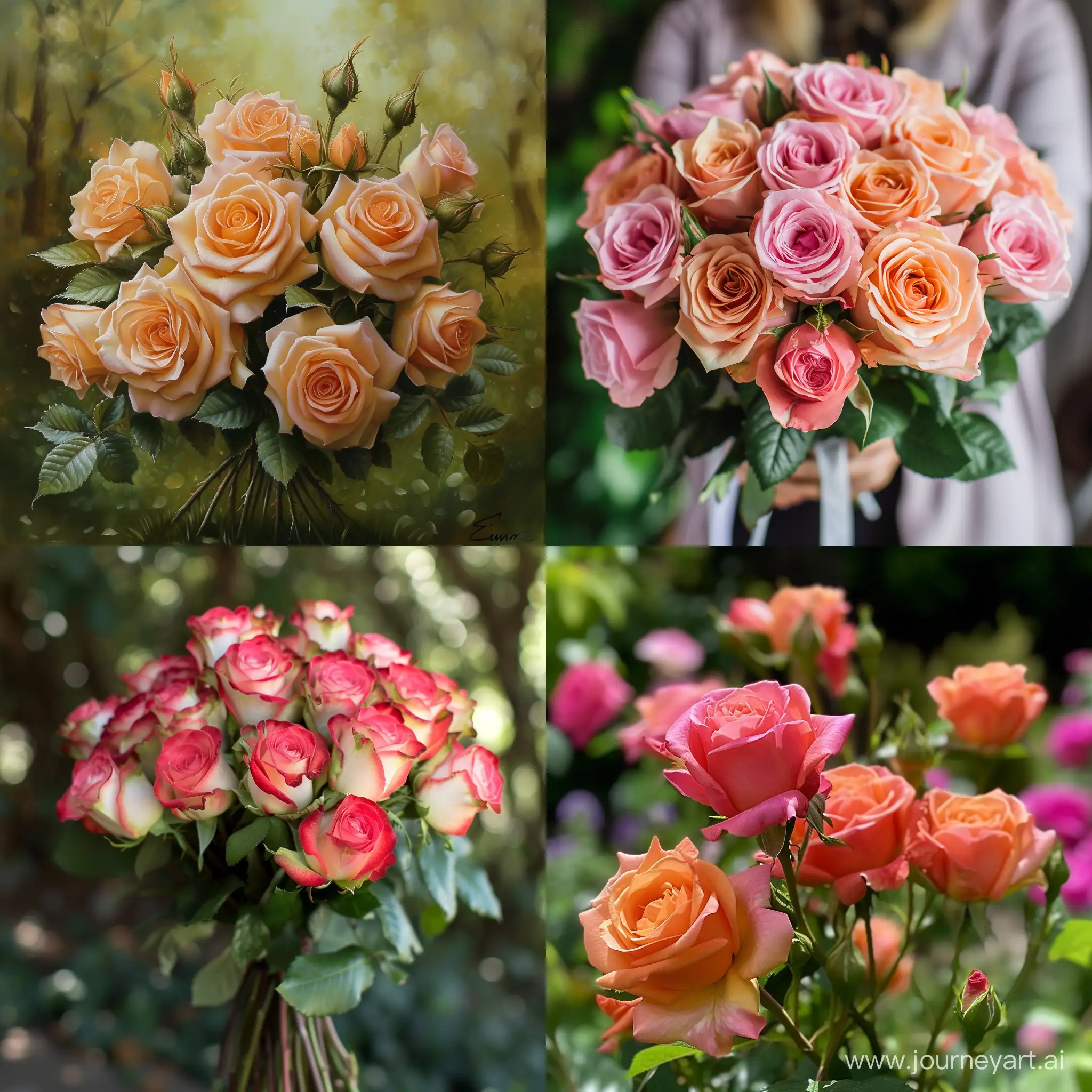 Roses bouquet in the secret garden of Eden --v 6 --ar 1:1 --no 31008