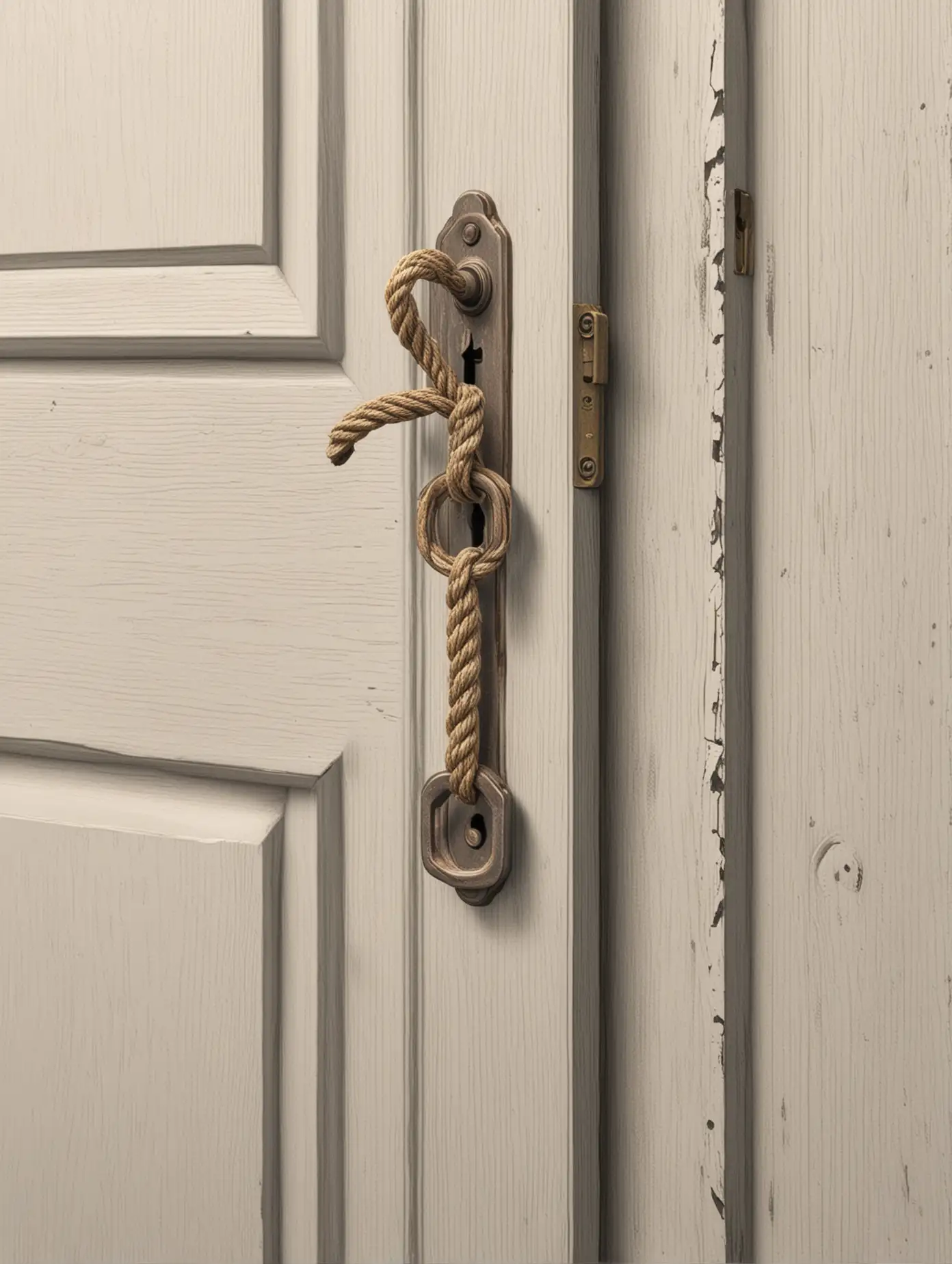 Vector drawing of a key to the door of an apartment with a rope around it
