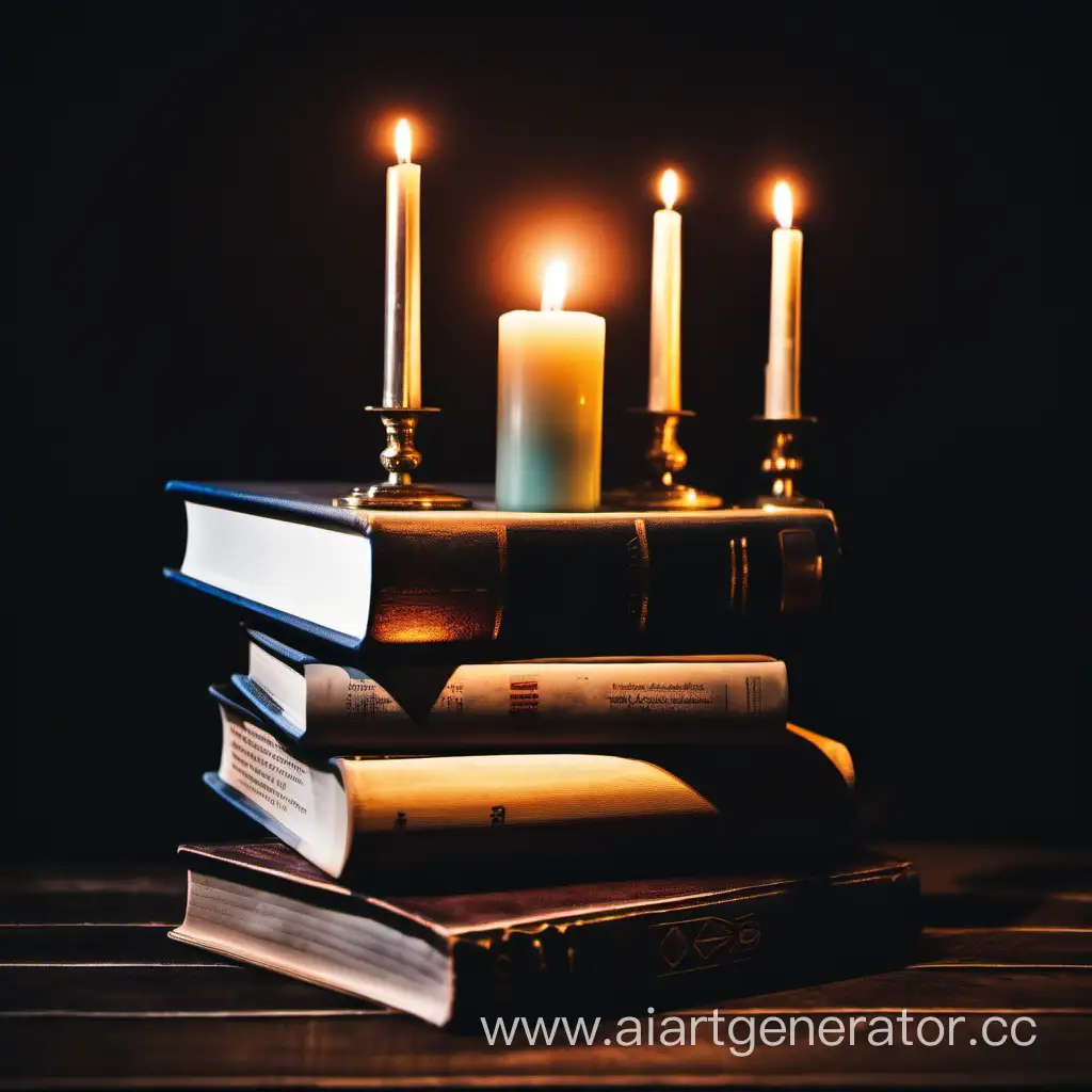 Enchanting-Bookstack-with-Magical-Candle-Illumination