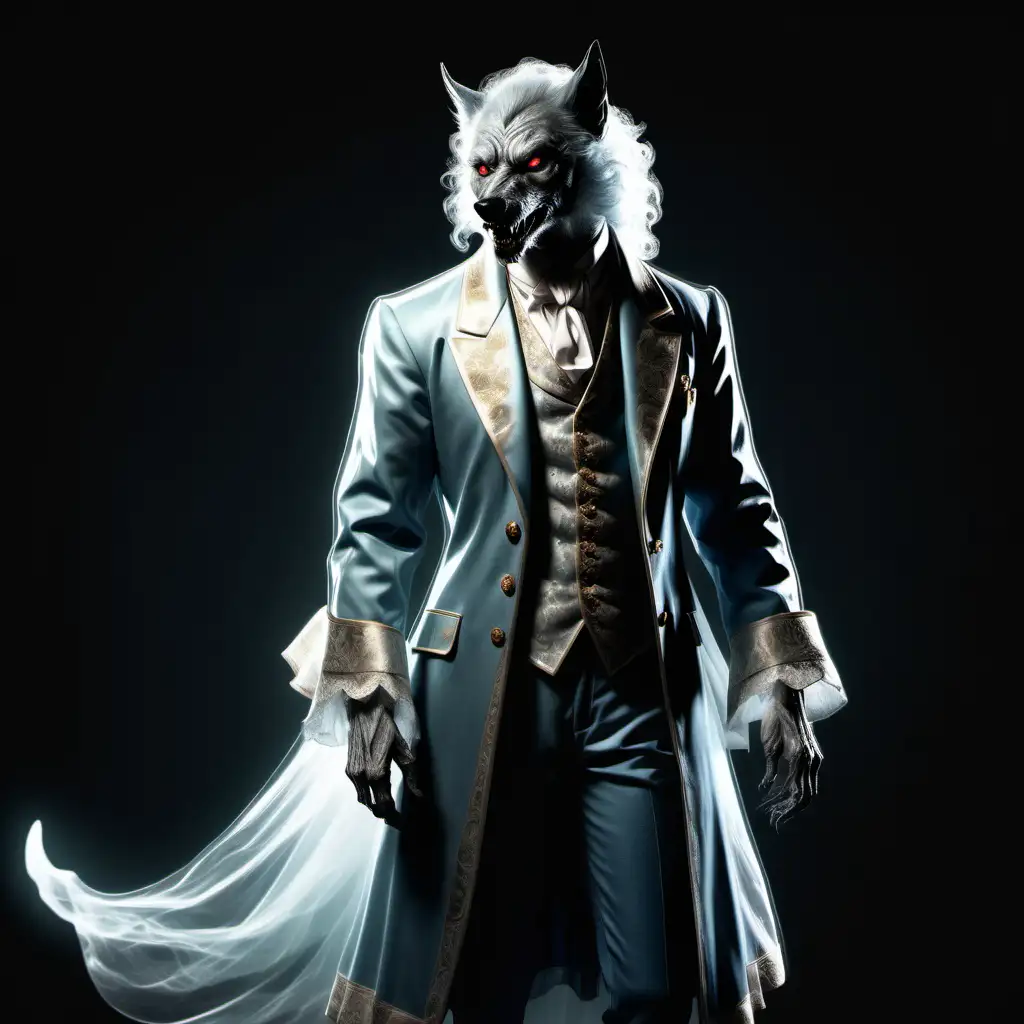 A werewolf transparent ghost dressed in aristocratic clothing