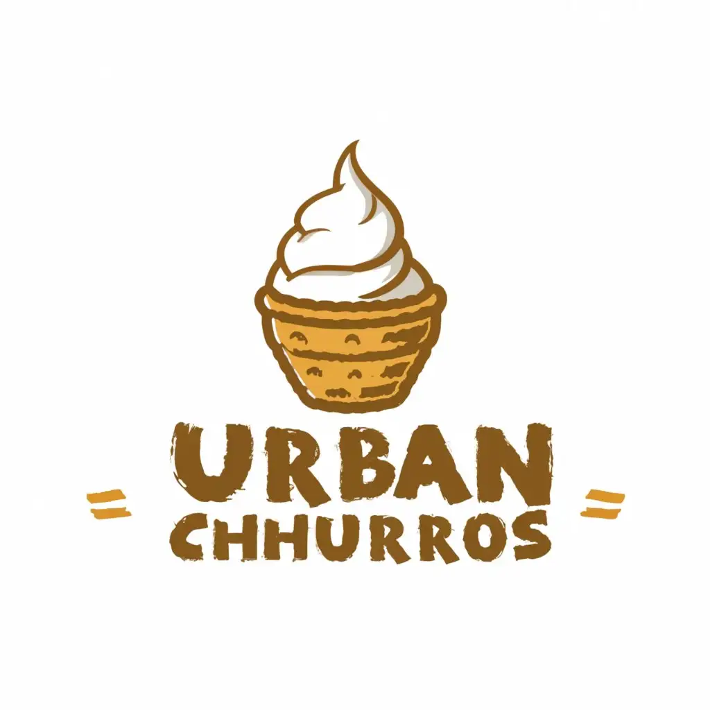 a logo design,with the text "urban churros", main symbol:churro tart with whipcream,Moderate,be used in Restaurant industry,clear background