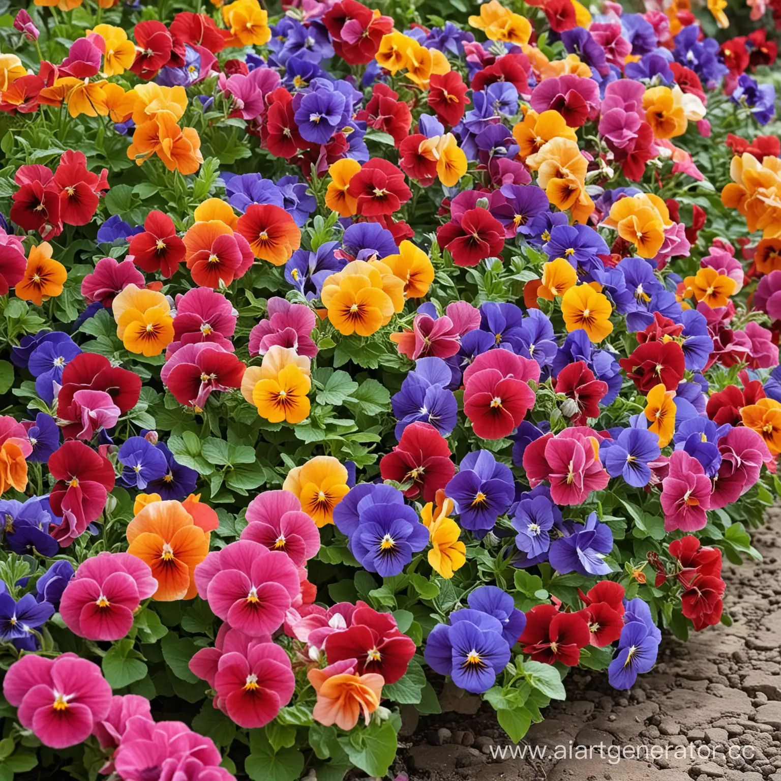 Tropical-Paradise-Flower-Bed-with-Vibrant-Pansies-Begonias-and-Petunias