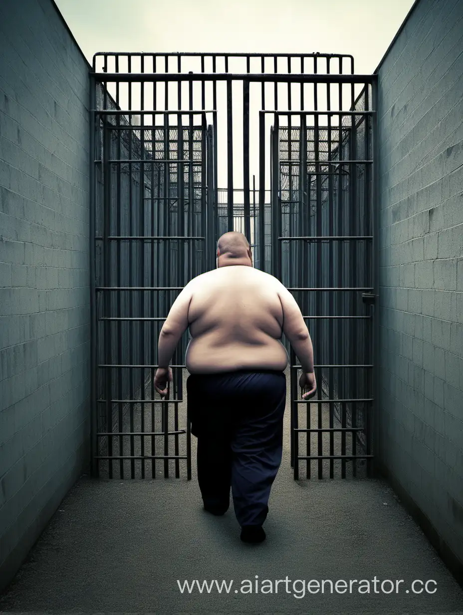 Overweight-Prisoner-Walking-in-Prison-Yard