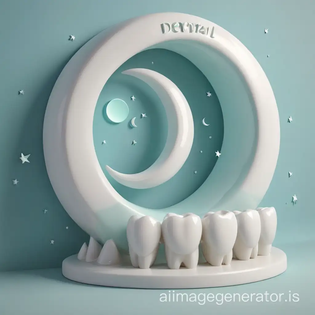 3D text New Moon Dental care with Dental logo