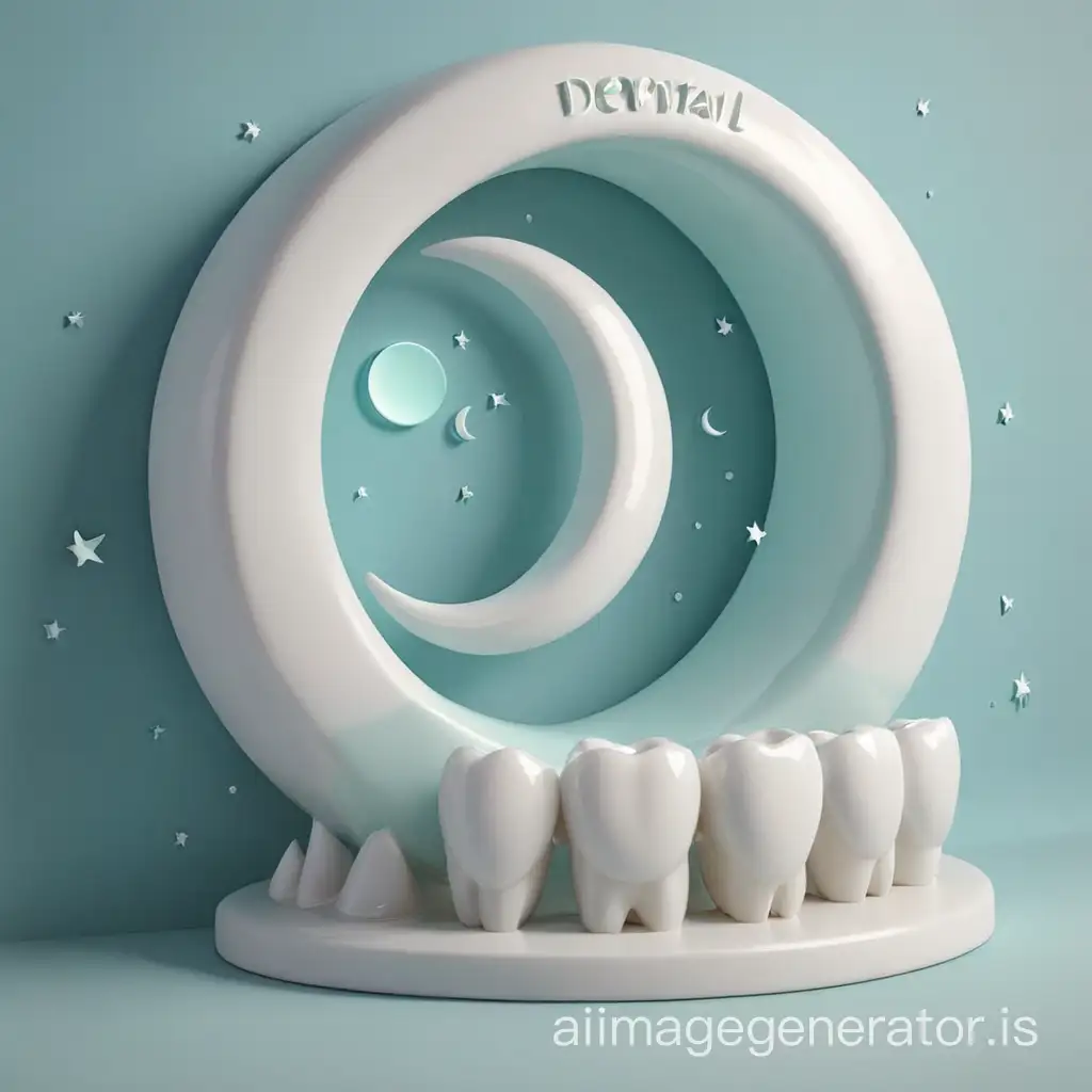 3D text New Moon Dental care with Dental logo
