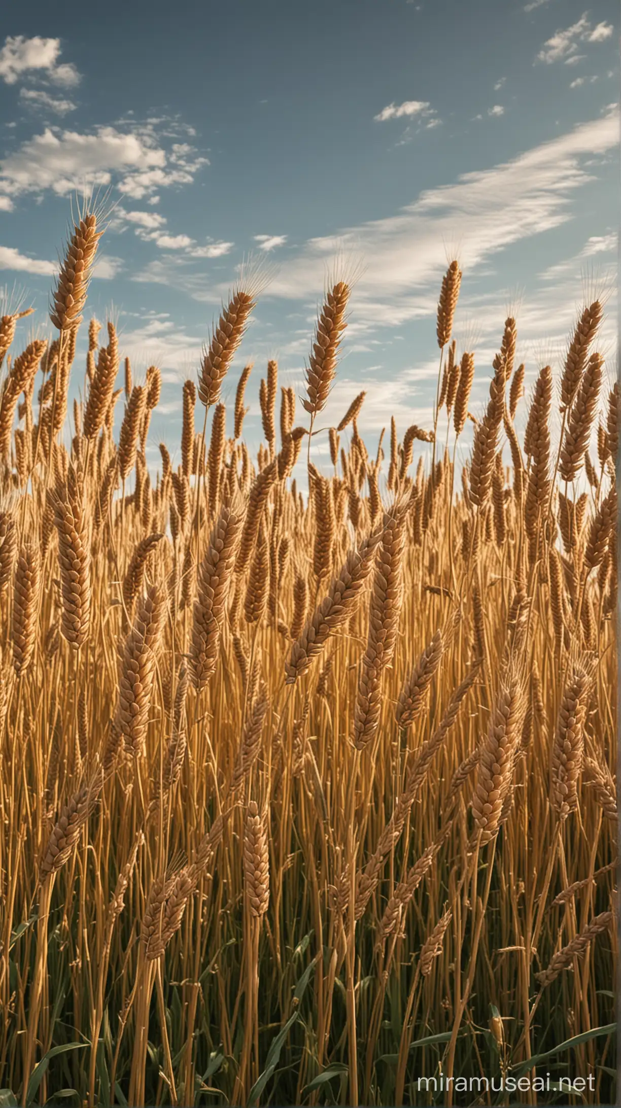 Golden Wheat Field under Blue Sky