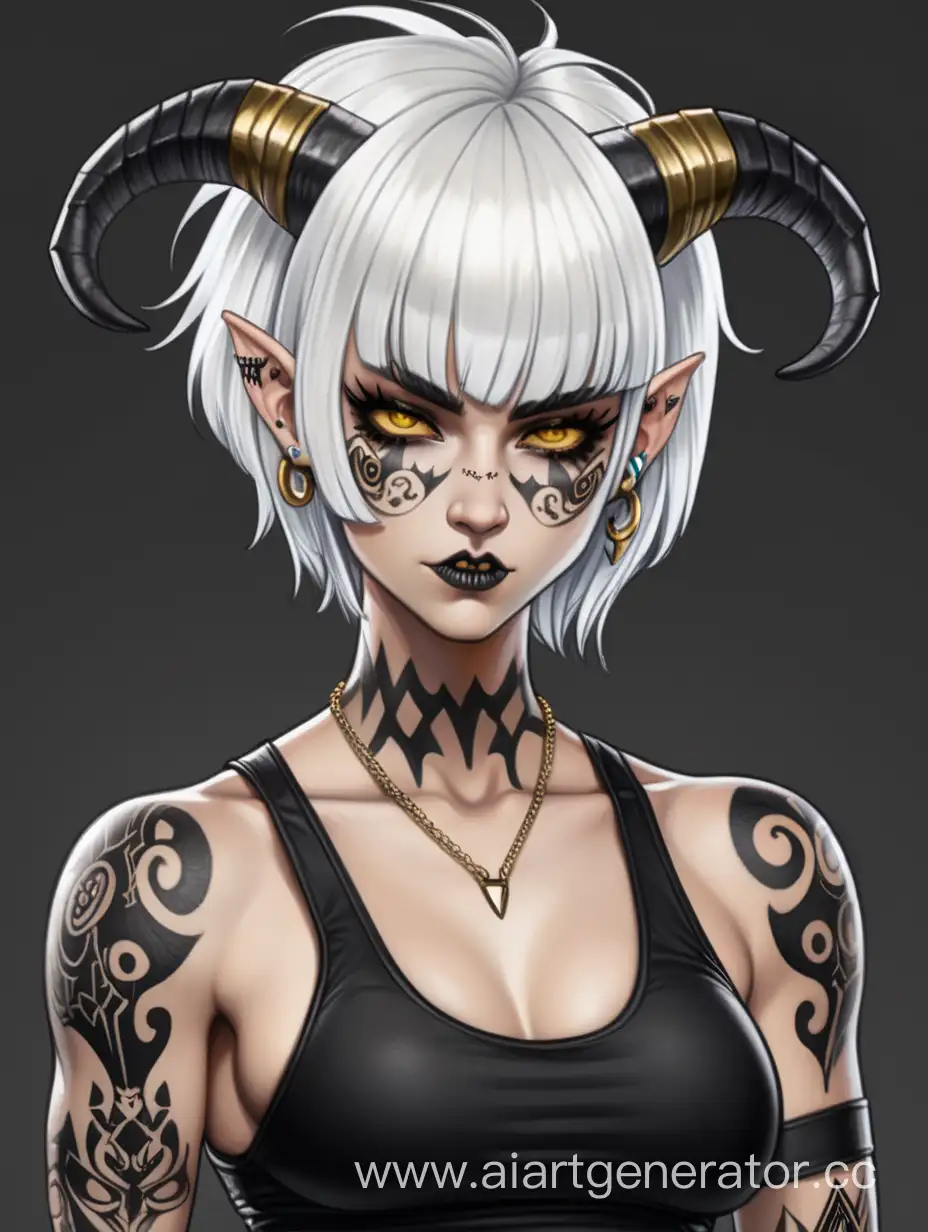 Athletic-Demon-with-Hypertrophied-Cartoon-Art-Style-in-Black-and-Golden-Punk-Outfit