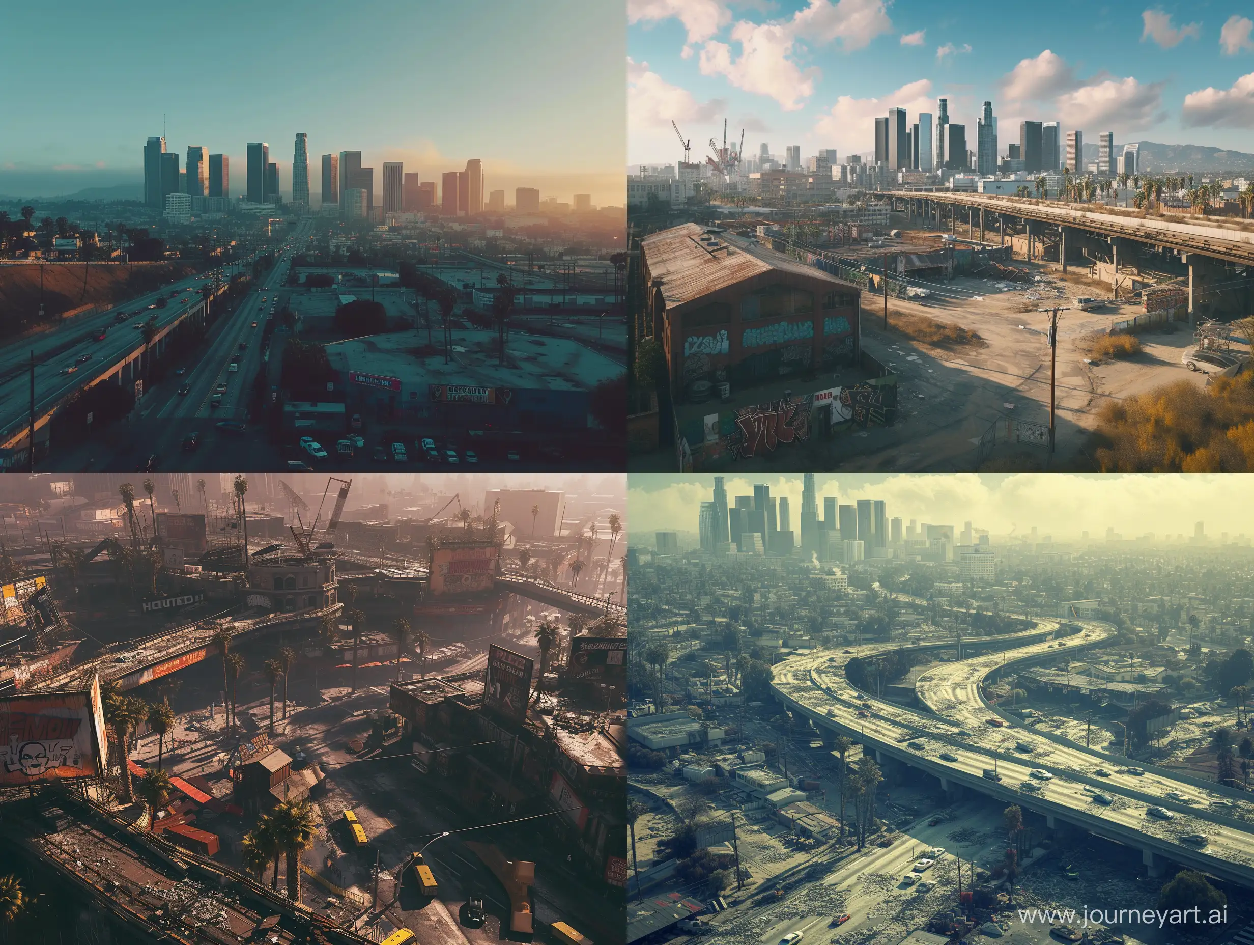a bustling large Procedural los Angeles city, the photo is bathed in natural lighting, relaxing time setting, creative creative architectures, drone view, skyline, environment, style raw ,photograph, detailed. landscape, phone photo, dystopian
