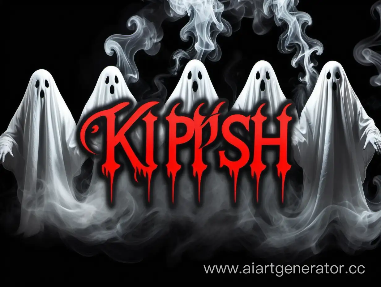 картинка с приведениями черно красное и дым  с лого  K1Pish