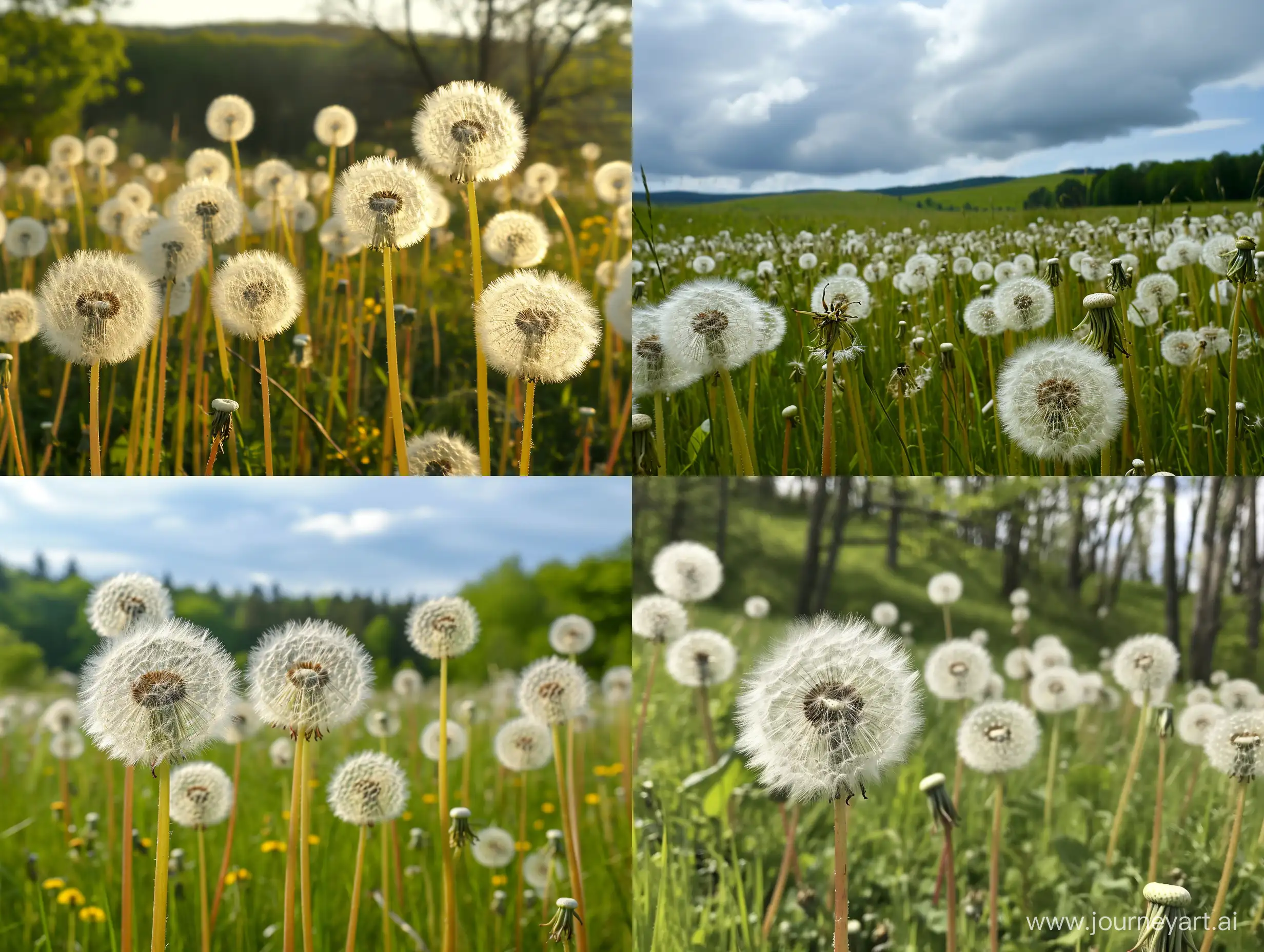 a field full of Dandelions