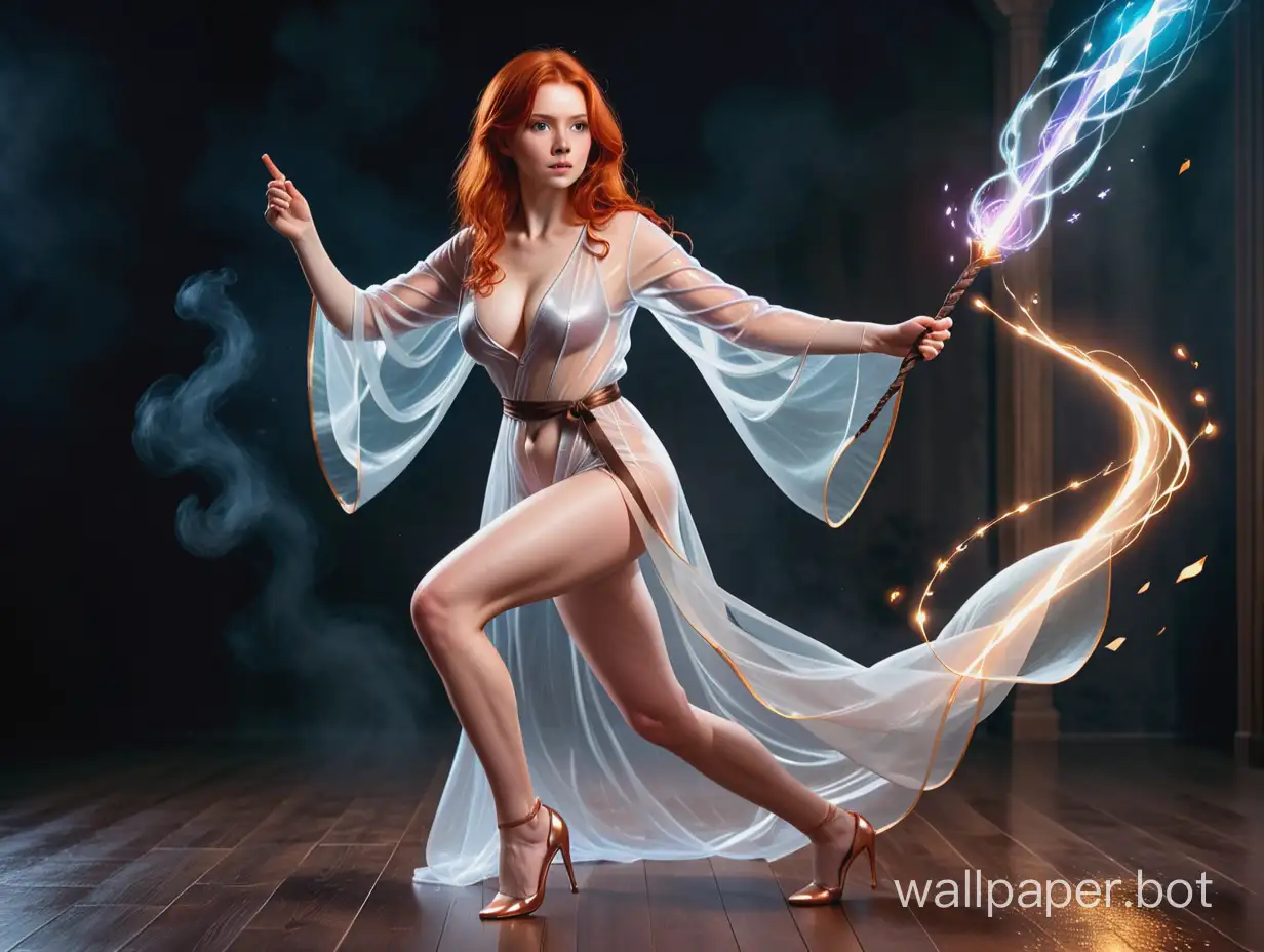 Young-Redhead-Female-Wizard-Casting-Spell-in-Transparent-Robe