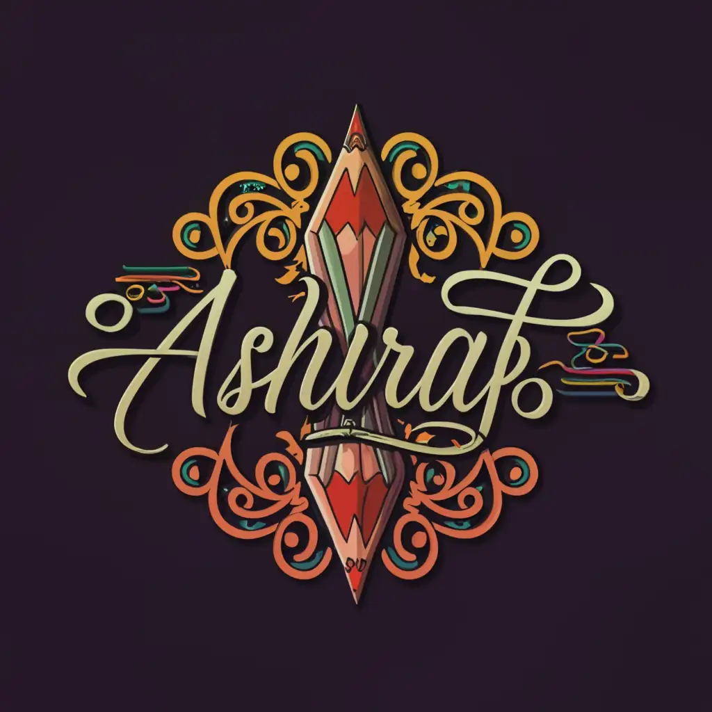 a logo design,with the text "Ashraf", main symbol: designer
,complex,clear background