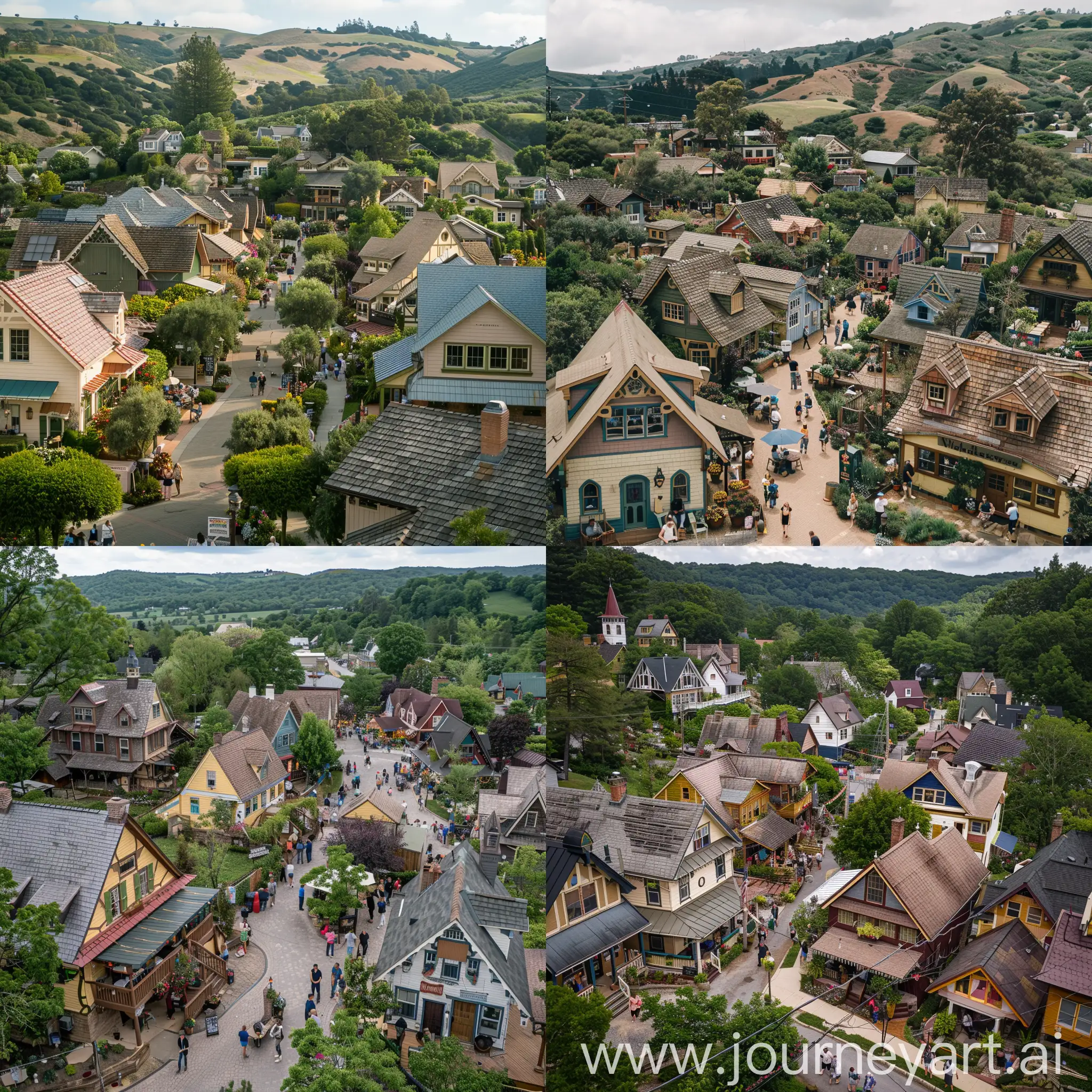 Charming-Town-of-Willowbrook-Aerial-View-of-Serene-Community-Nestled-Among-Rolling-Hills