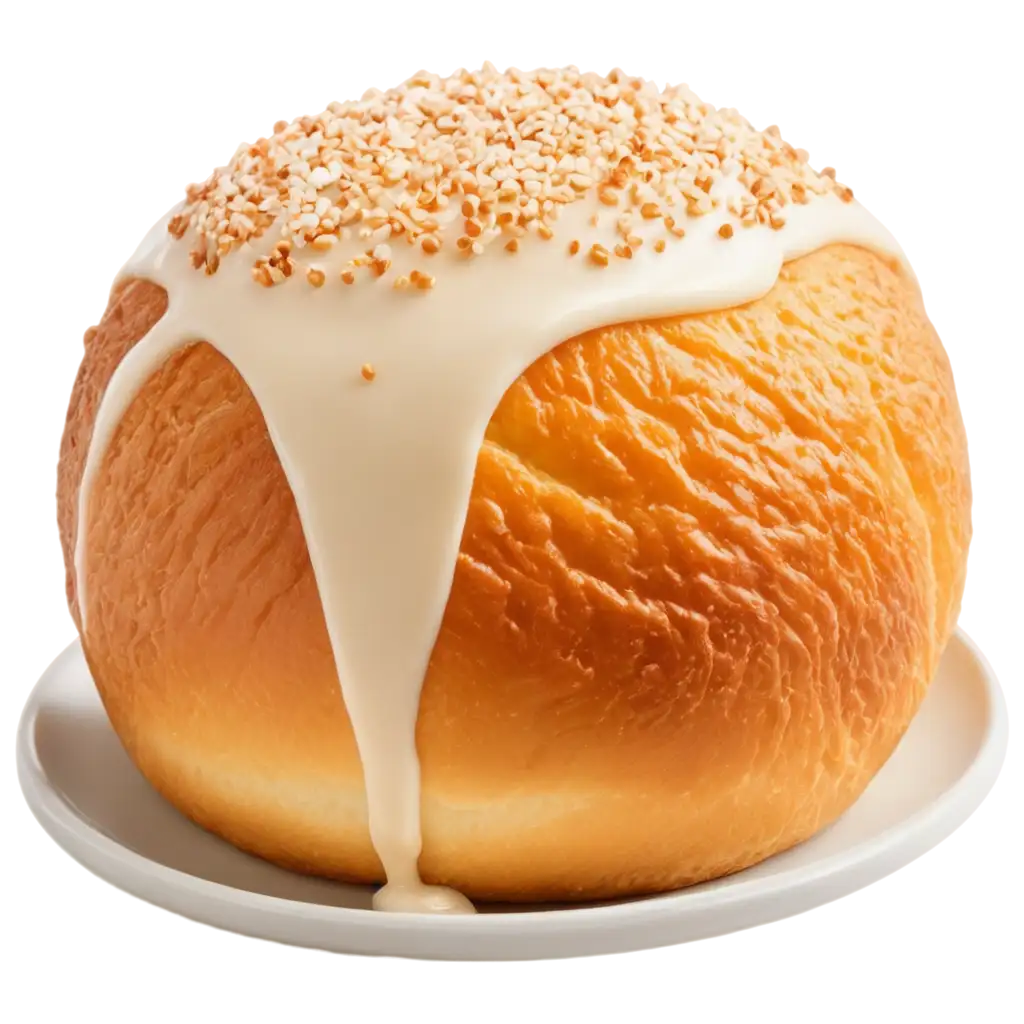 Delicious-Round-Puffy-Sweet-Brioche-Bun-Dipped-in-Vanilla-Cream-HighQuality-PNG-Image