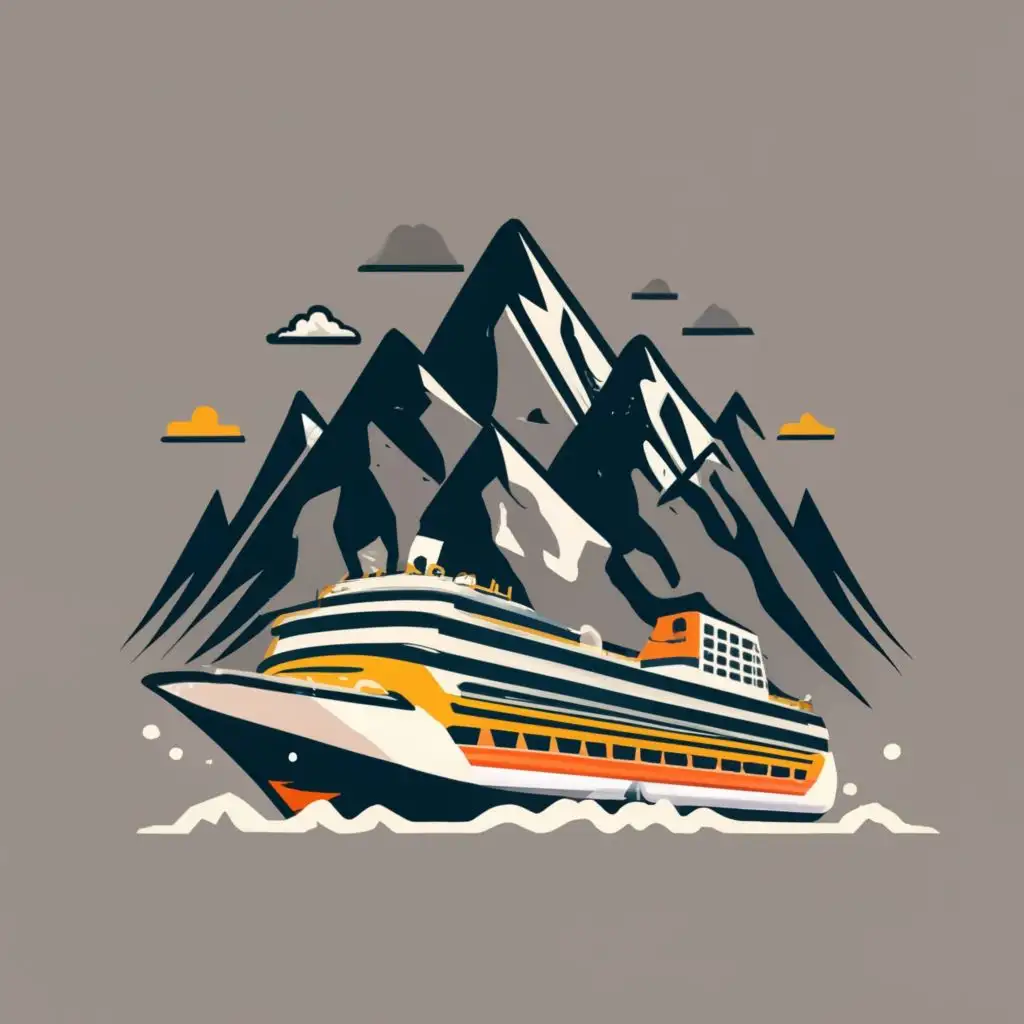 logo, Cruise Ship and mountain, be used in Travel industry