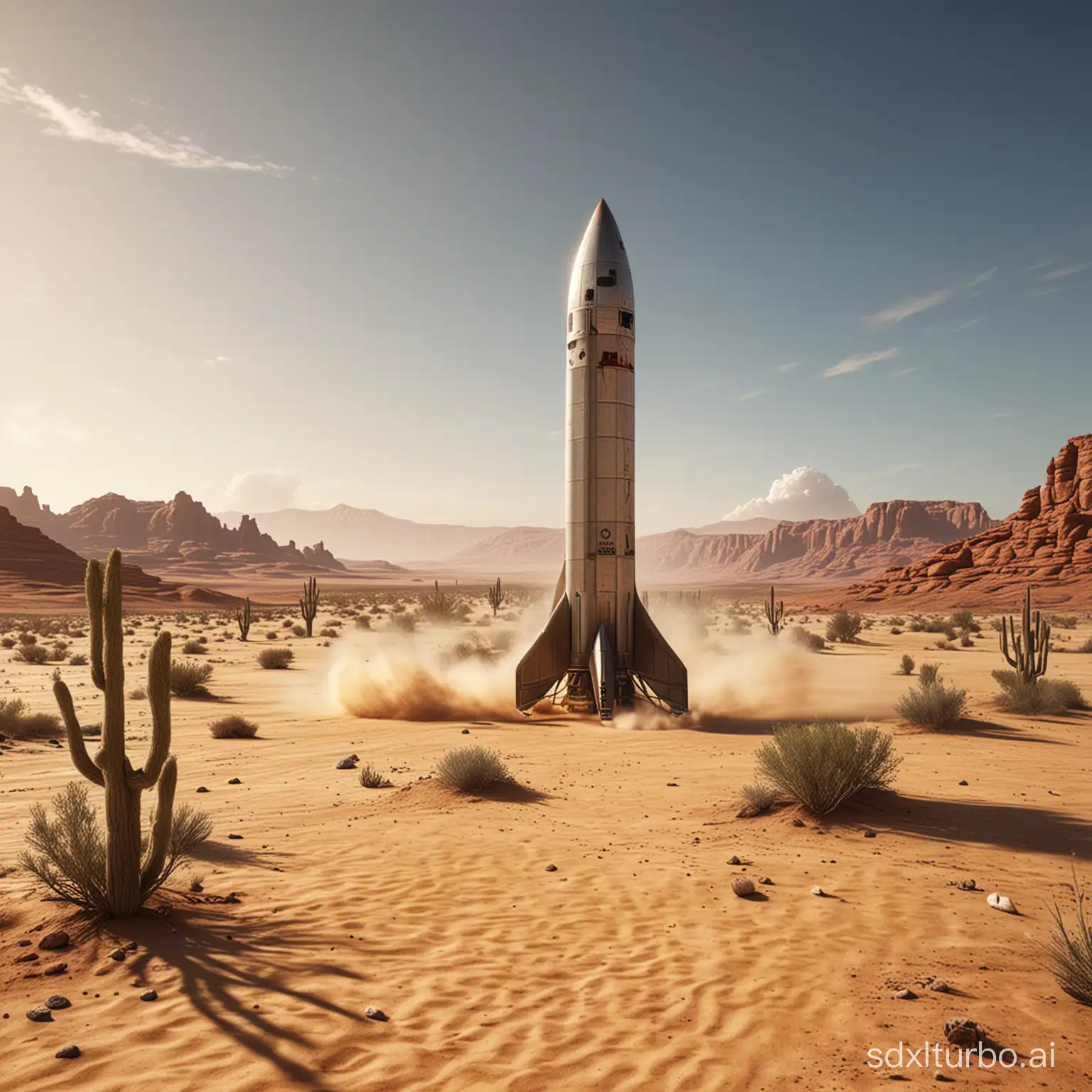 rocket in desert realistic