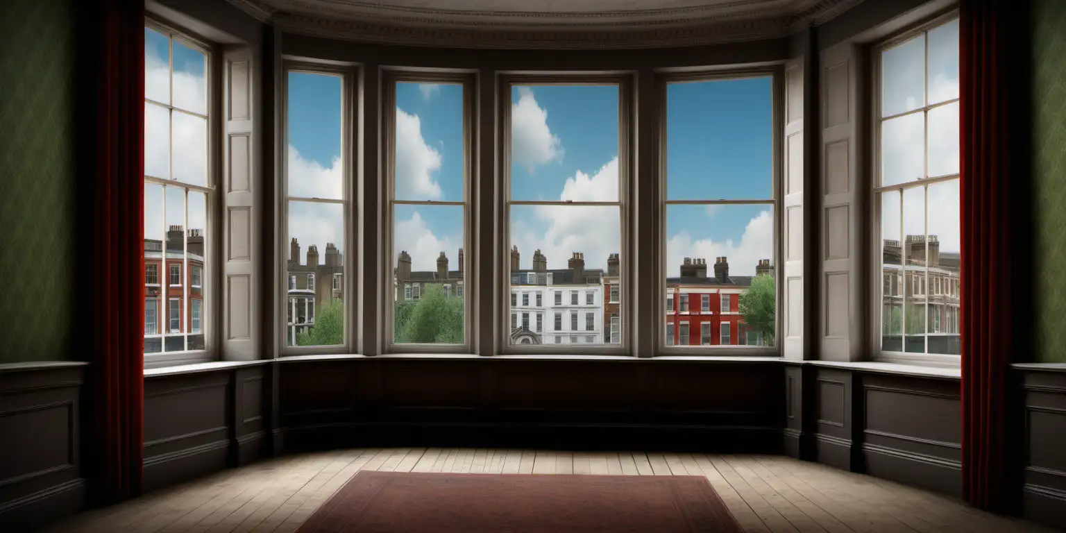 19th Century London Tenement House Living Room with Panoramic View