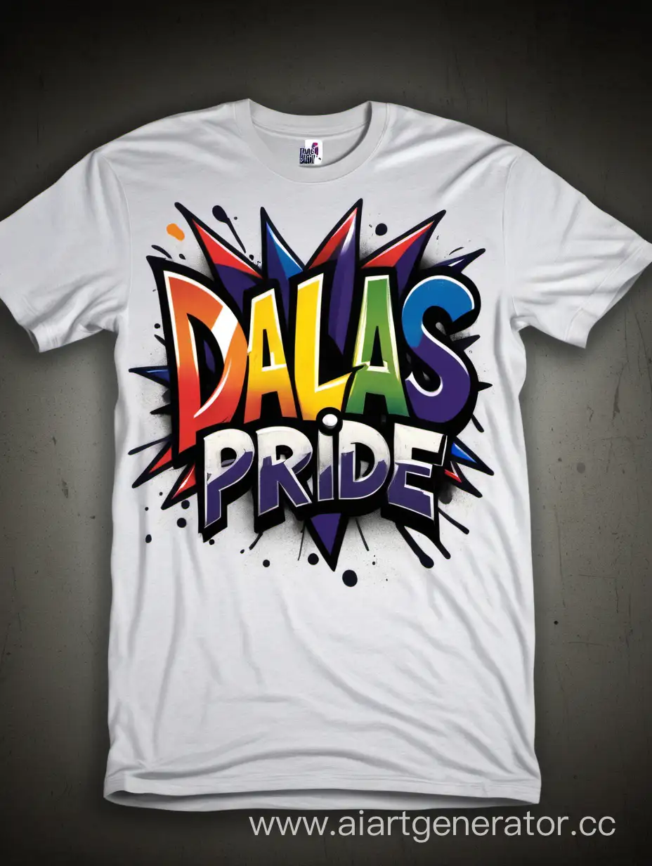 Vibrant-Dallas-Pride-TShirt-with-Graffiti-Font