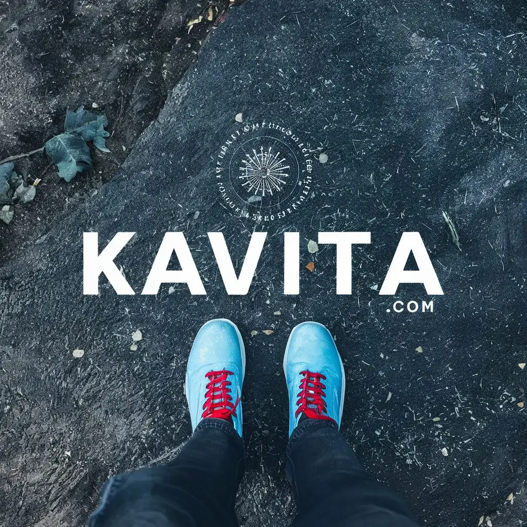 logo, shoes, with the text "Kavita.com", typography