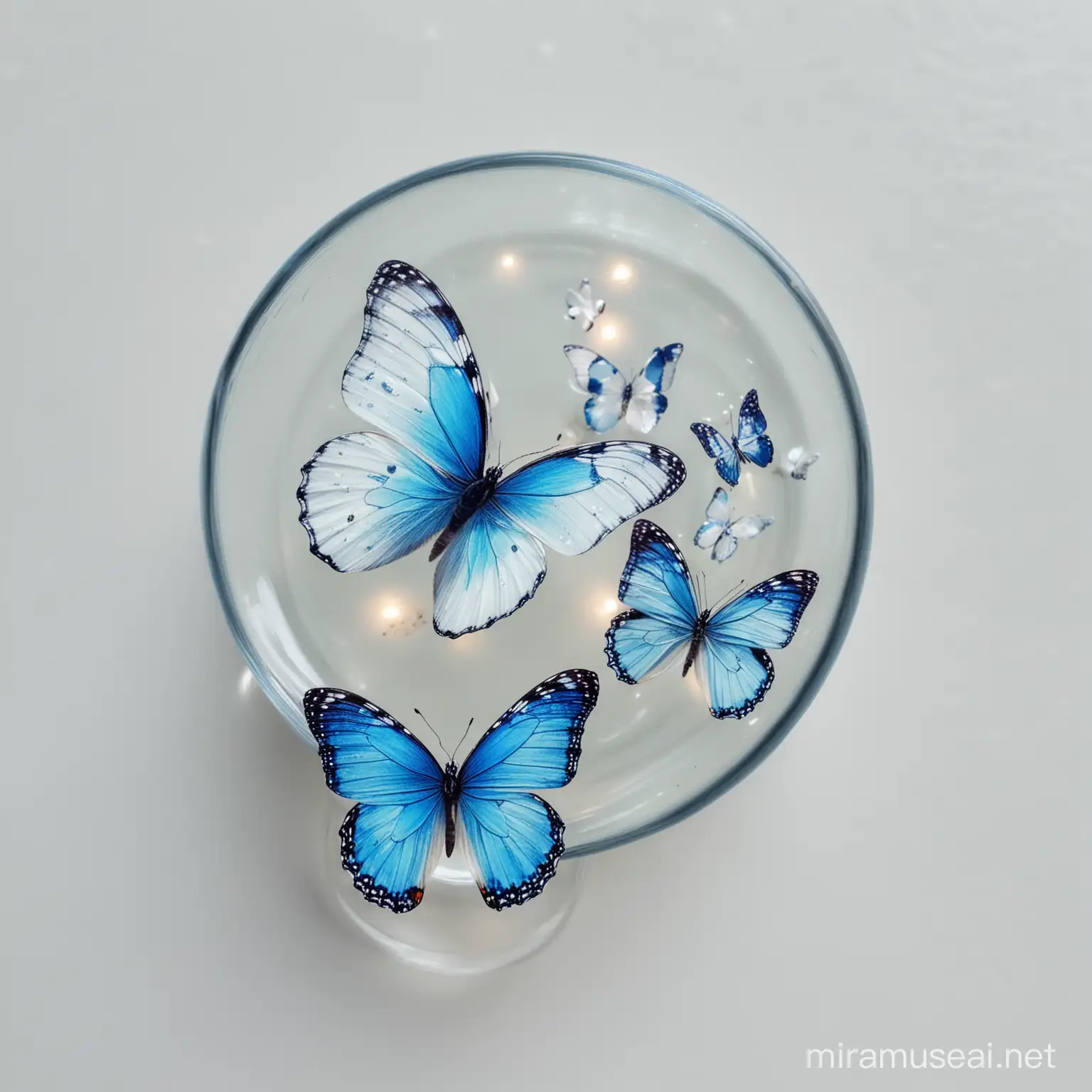 blue and white, fancy, natural , glass, flower, cute, instagramable, small butterflies, full background
