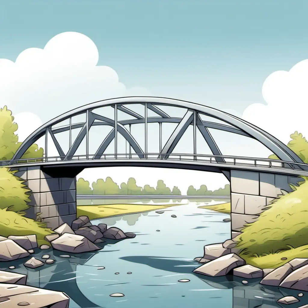 Colorful Cartoon Bridge Over Clear Waters