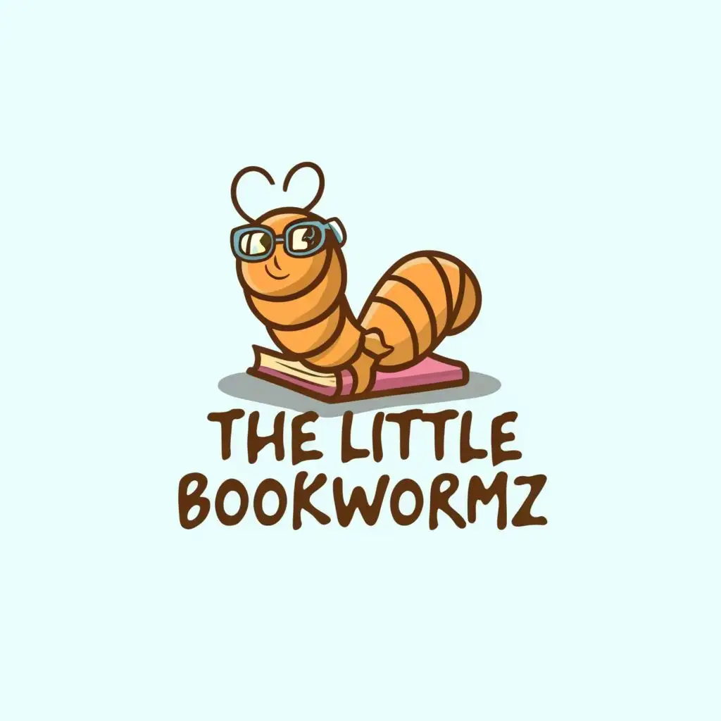 logo, Book worm, with the text "The Little Bookwormz", typography, be used in Education industry