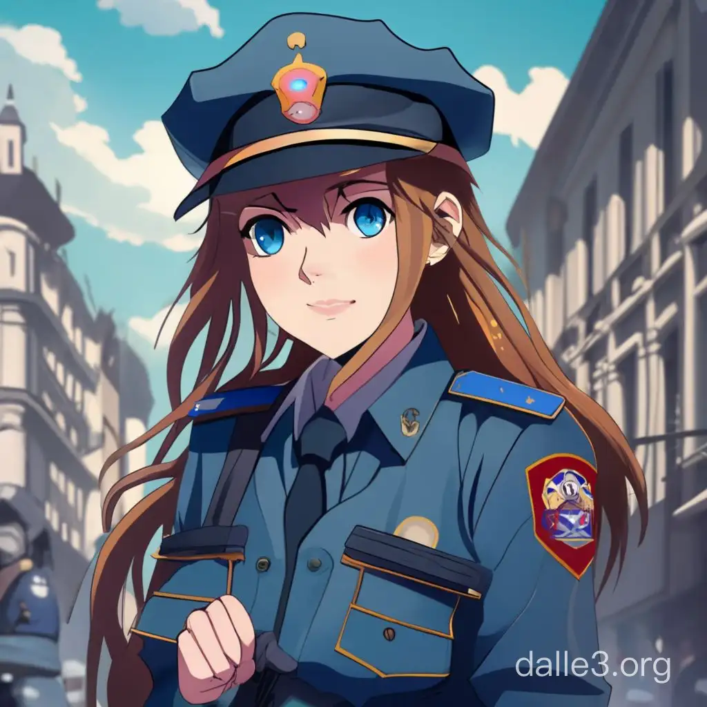 Russian police woman anime art