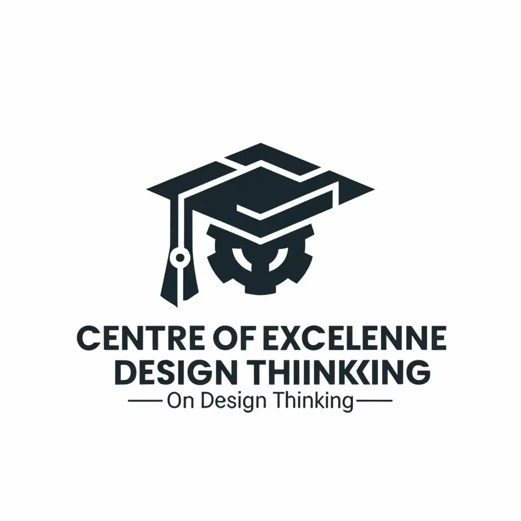 a logo design,with the text "centre of excellence on design thinking", main symbol:graduation hat,complex,be used in Technology industry,clear background
