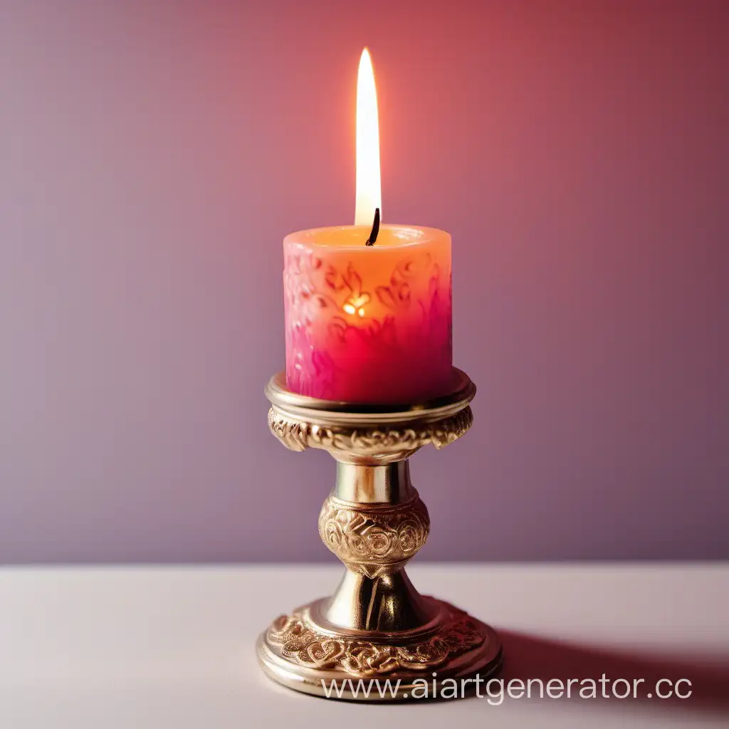 Real Romantic Candle in a Candlestick for Lovers
