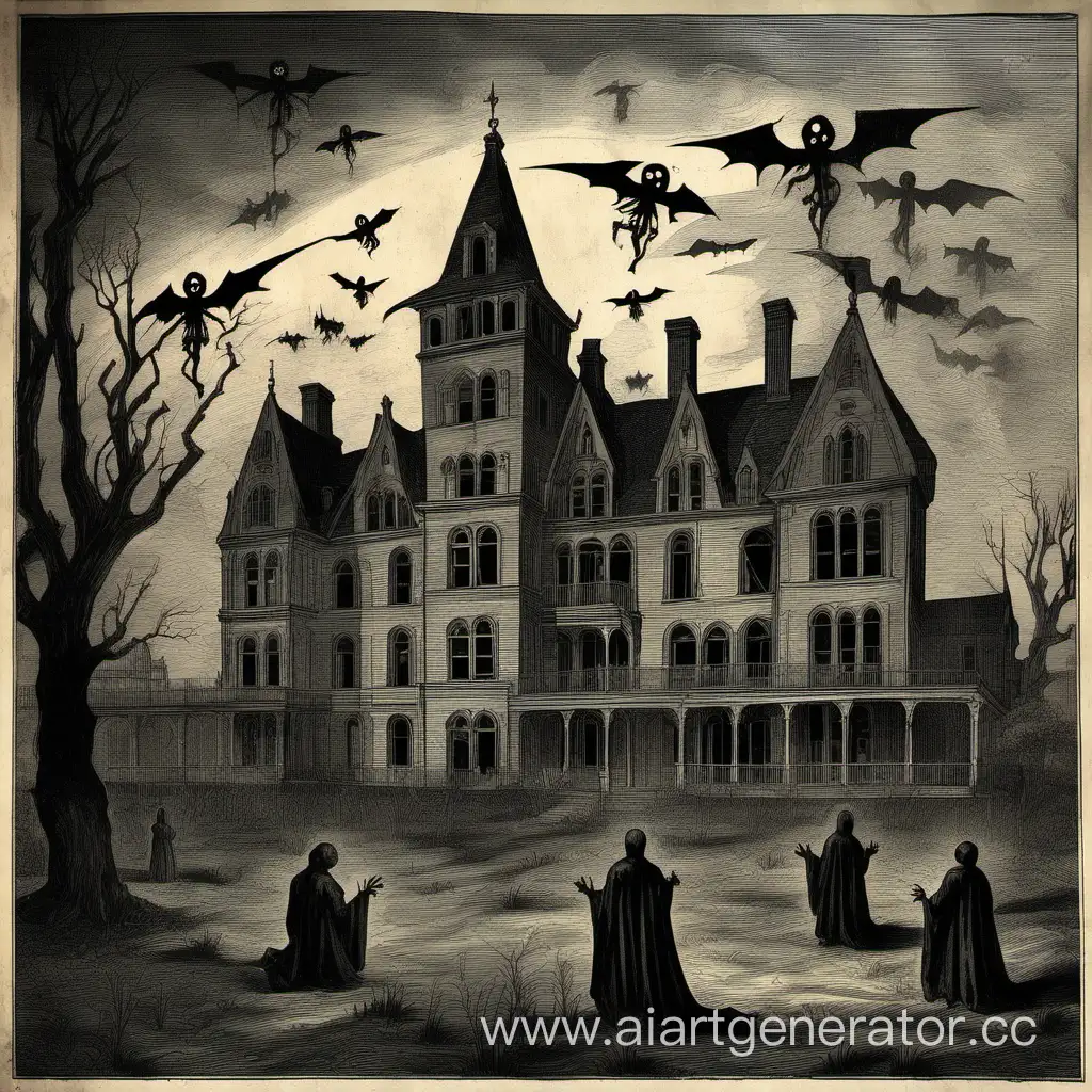 Техасская психиатрической больница в средние века со страшными чёрными духами летаюшими злазами 
